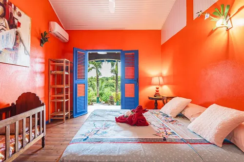 Villa Bougainvillier chambre 2 extérieur Location Villa Vue Mer Deshaies Villas Ti'Creole